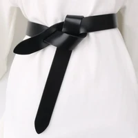 high quality long cowhide belts knot design diy buckle strap fashion waistbands hot real leather knotted belt women accessories