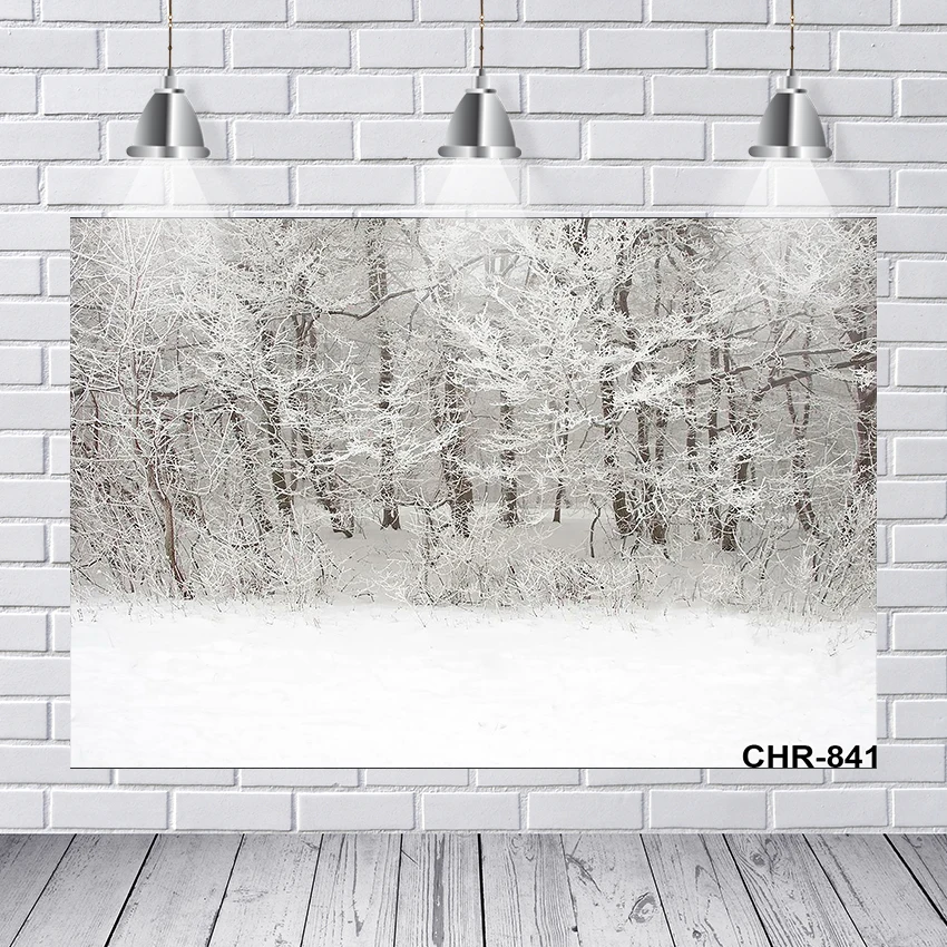 

SUTAIBAI Custom Photography Backdrops Snow forest background Christmas day theme Silkwarpoy Photo Studio Background