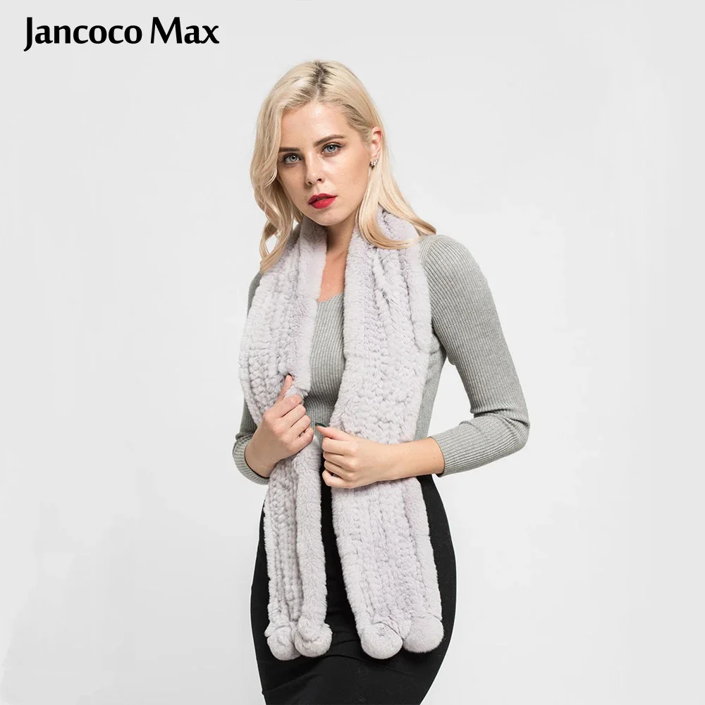 Jancoco Max настоящий шарф из меха кролика Рекс женская мода Стиль Длинные Глушитель