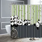 Китайская панда, занавеска для душа, цветы, бамбук, милый мультяшный рисунок, детская занавеска для ванной, ткань, домашний декор, экран для ванной, подарок
