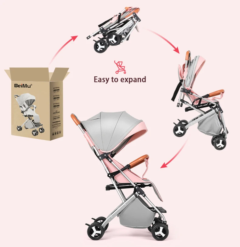 Легкая детская коляска складная дорожная с зонтиком может сидеть и лежать
