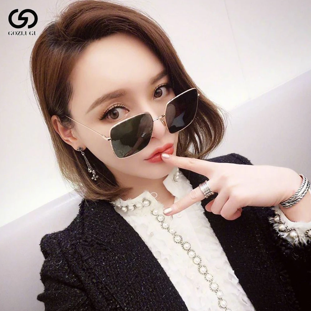 Квадратные большие солнцезащитные очки Дамская мода Ретро стиль оправа женские