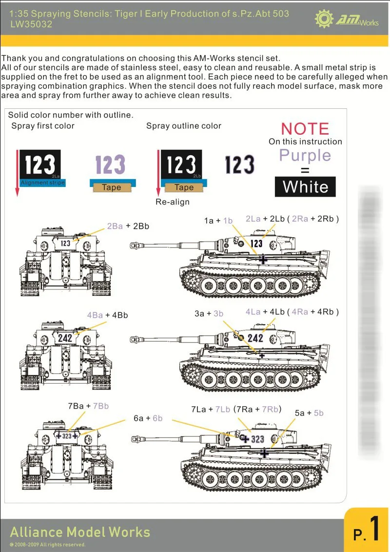 

1/35 Details Improvement Kits WWII German Tiger I Early Production of s.Pz.Abt.503 Metal Masks LW35032