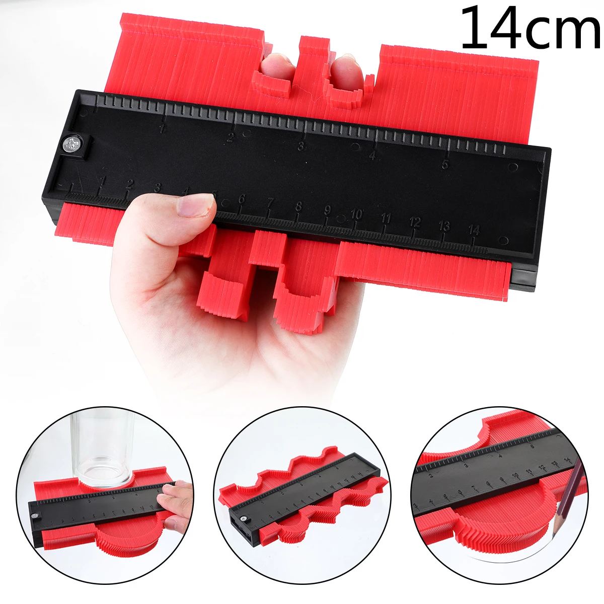 14cm red 12/14/25/50 см контур датчик Пластик профиль копия контур датчики Стандартный Дерево Лазерная маркировочная инструмент в клеточку измерены в ненатянутом ламинат Плитки - Цвет: 14cm red