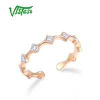 VISTOSO Genuine 18K 750 Rose Gold Pinky Ring For Women Sparkling Diamond Open Ring Simple Style Dainty Fashion Fine Jewelry