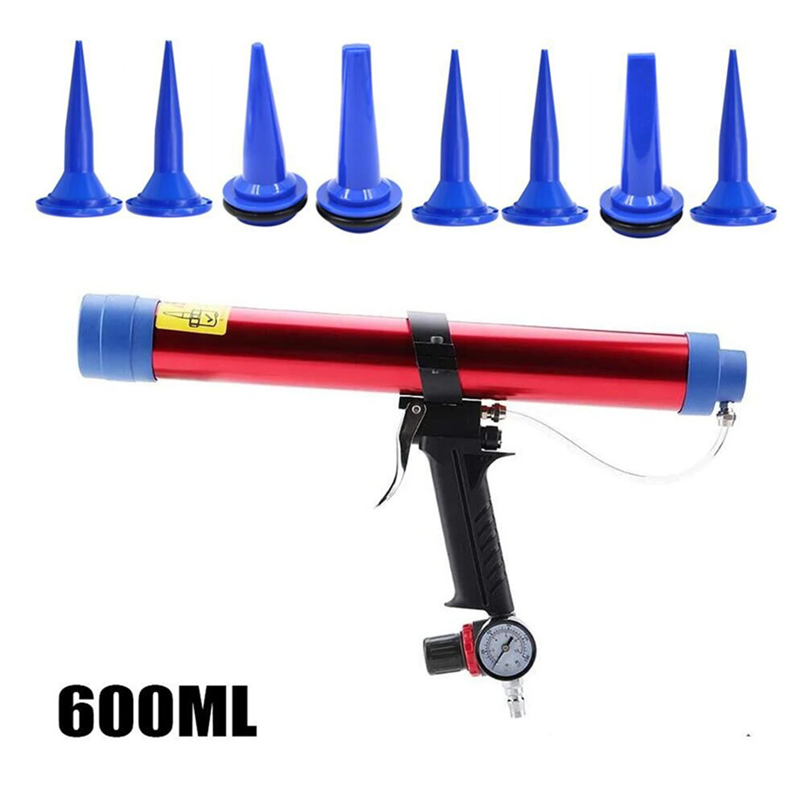 

Air Press Tool Pneumatic Glass Glue High Quality Red Color 600ml Size Aluminum Alloy Material Caulking Guns Set