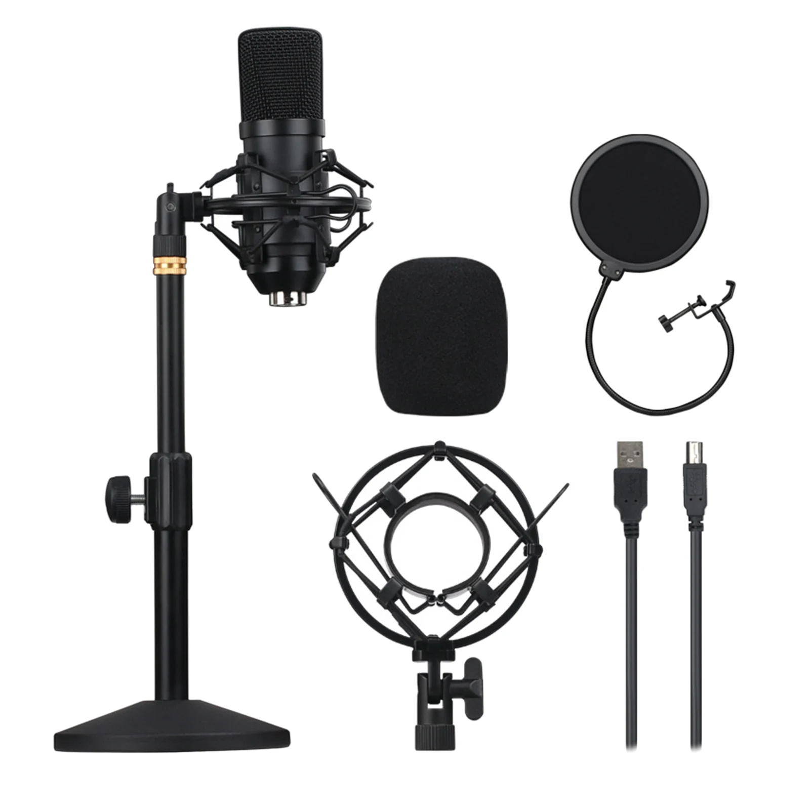 

Condenser Microphone Kit Shock Mount Stand fr PC Laptop Recording Chatting