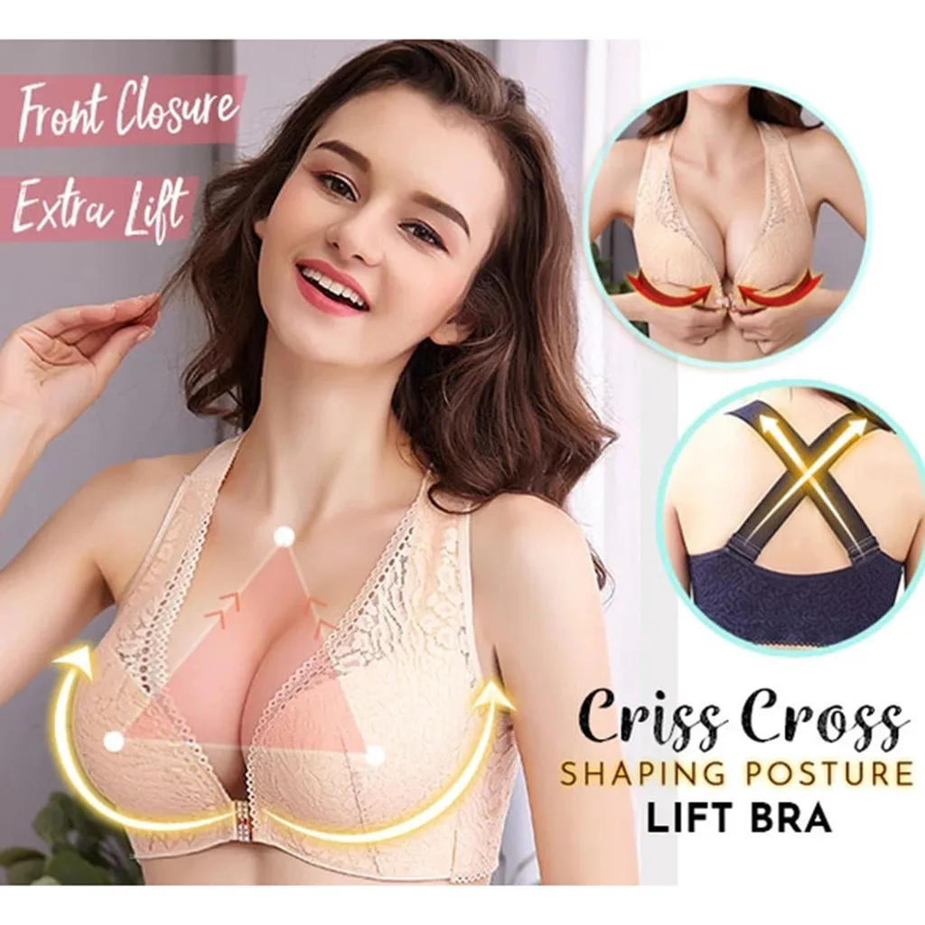 

Sexy Push Up Bra Front Closure Brassiere Wireless Bralette Breast Seamless Bras For Women Underwear Shaping Posture Lift Bra