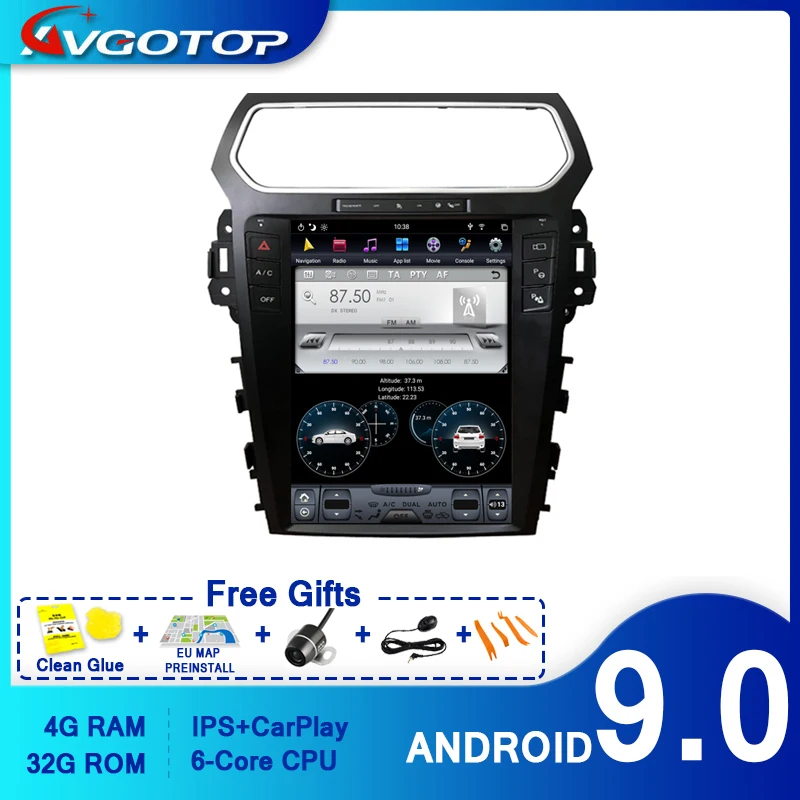 

AVGOTOP Android 9,0 Tesla автомобильный мультимедиа для TOYOTA FORD EXPLORER Carplay GPS DSP вертикальный экран автомобильное радио