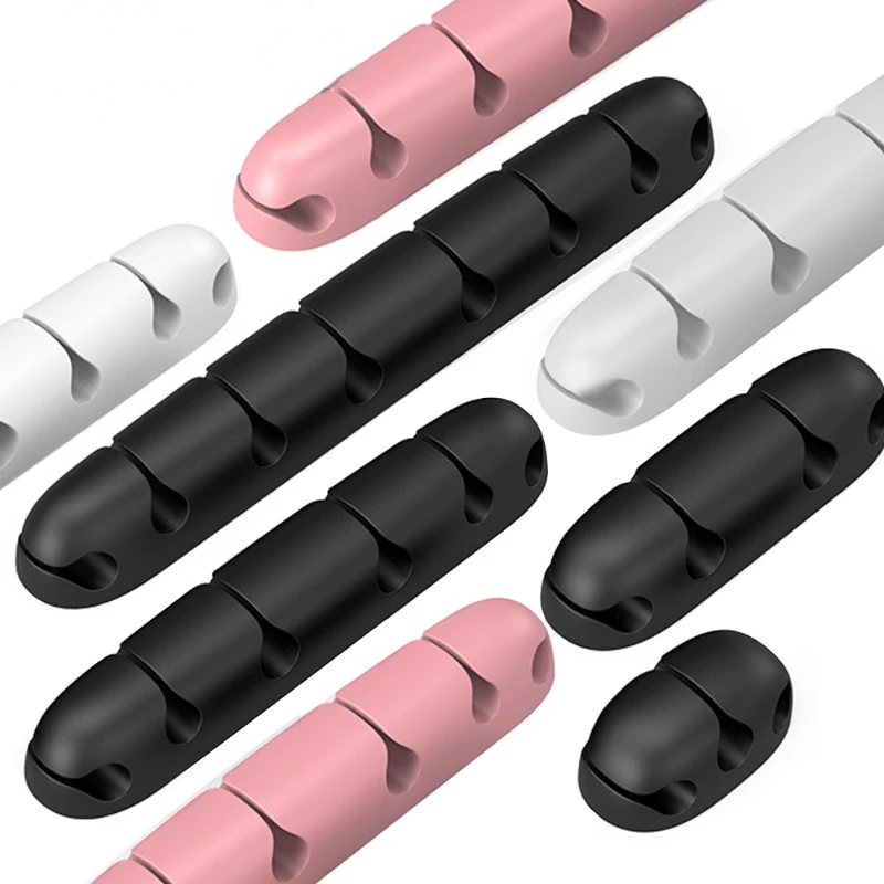 usb 6 hole cable manager cable winder silicone cable tie retainer wire manager cable clamp office desk phone cable holder free global shipping