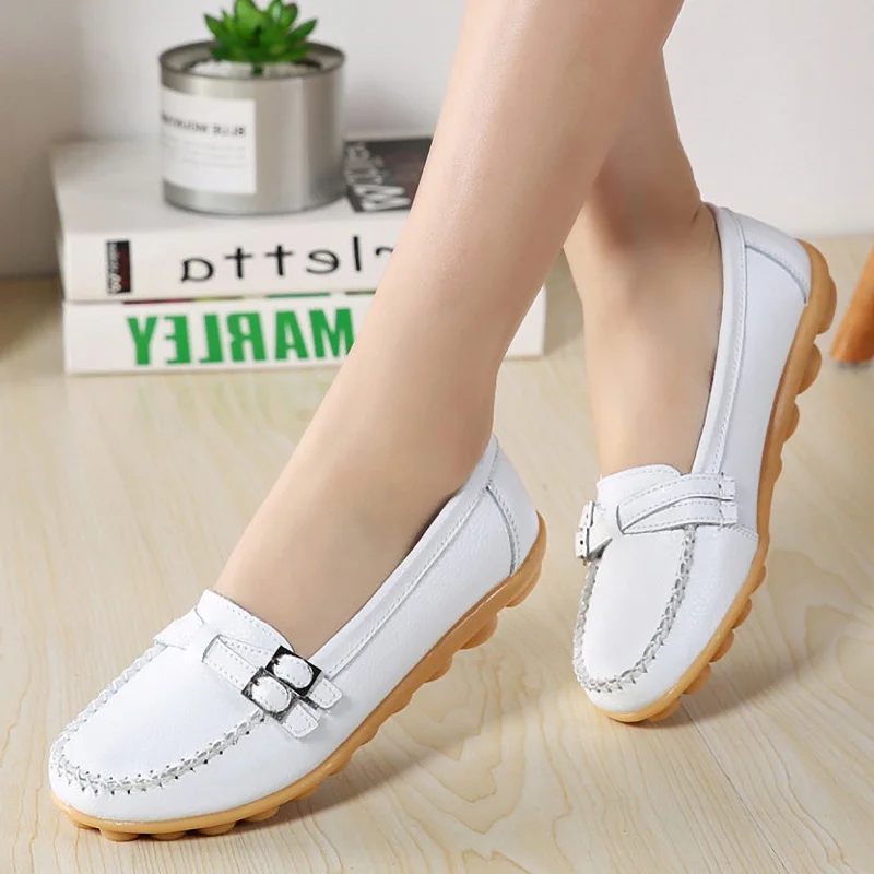 Женская повседневная кожаная обувь на плоской подошве женские мокасины женская