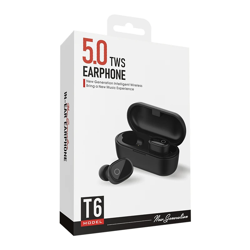 Мини шумоподавление спортивные TWS T6 вкладыши Hifi беспроводные стерео наушники 5 0
