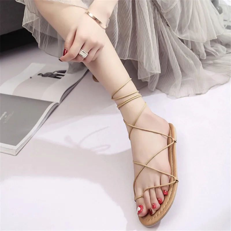 

Ladies Flat Straps Shoes Girls Flat Heel Sandals Black Women Shoes Flat Sandals for Womens Summer Open Toes Shoes Cross Sandals