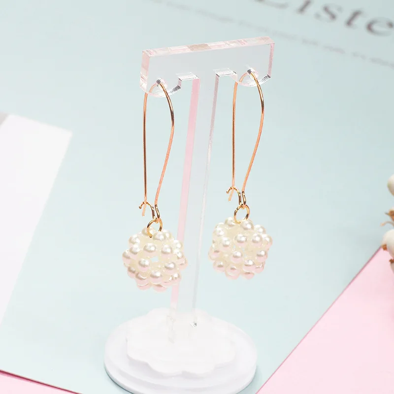 

Imitation Pearl Long Dangle Gold Earrings For Women Beads Hanging Drop Earings Female Brincos Fashion Jewelry