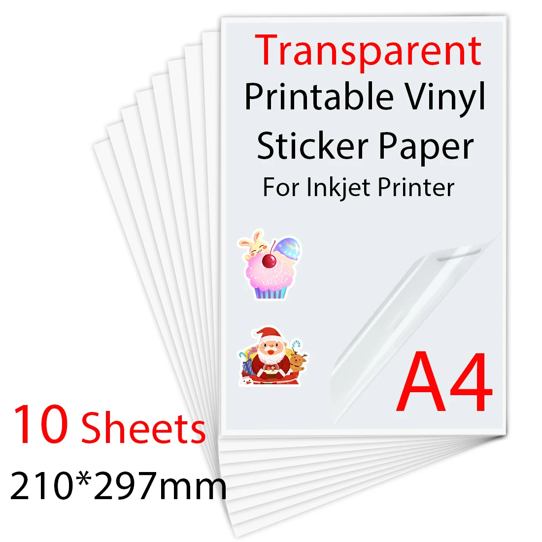 Прозрачная виниловая фотобумага, 10 листов, A4, PET, 210*297 мм, самоклеящаяся копировальная бумага, бумага для принтера струйных принтеров
