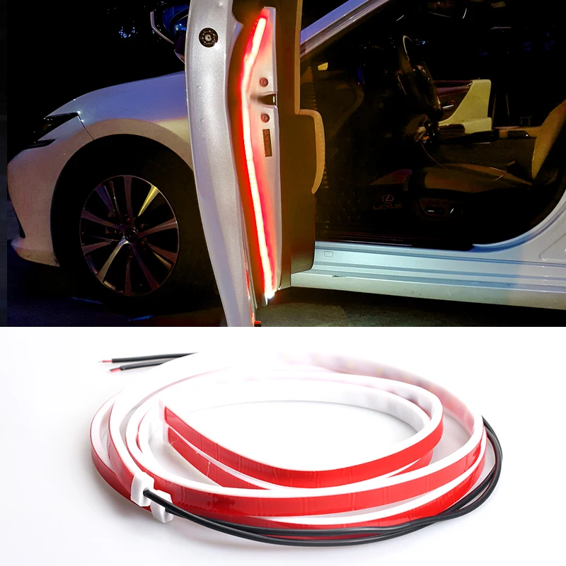 

Universal Car LED Flexible Anti Rear-End Collision Safety Light LED Strip Light Atmosphere Car Door Opening Red White Warning