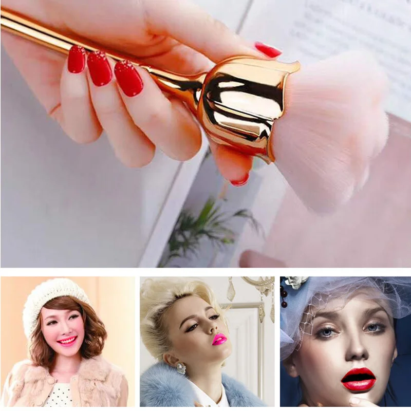 

New Single Makeup Brush Silky Rose Flower Shaped Makeup Brushes Premium Synthetic Foundation Powder Concealers Brush SC