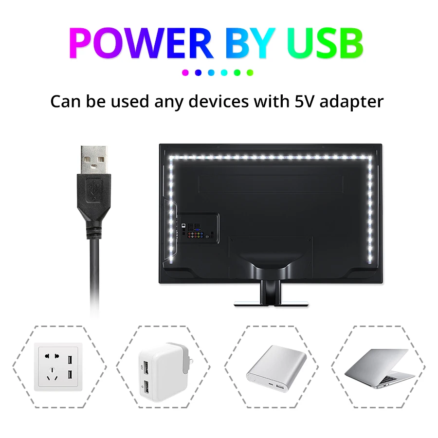 Светодиодная светильник та RGB 5050 DC5V USB кабель лента 1 м 2 3 Сделай Сам HD ТВ фон