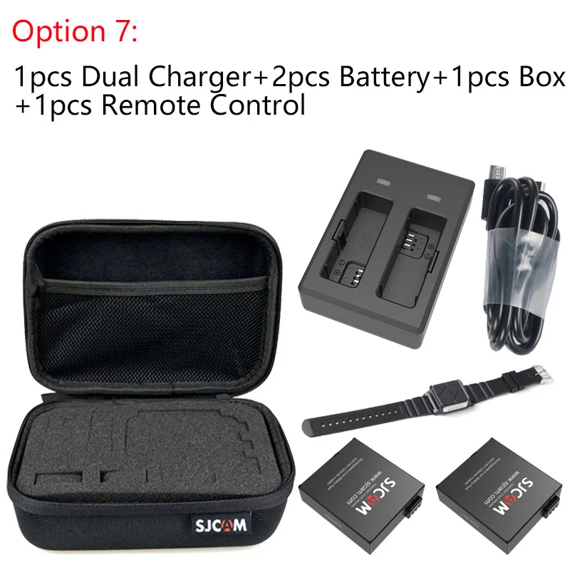 Option 7 SJCAM SJ9 серии Аксессуары двойное зарядное устройство 1300mAh литий-ионная батарея водонепроницаемый чехол Коробка для SJ9 Strike/sj9 Max 4K экшн-камеры - Цвет: Option 7