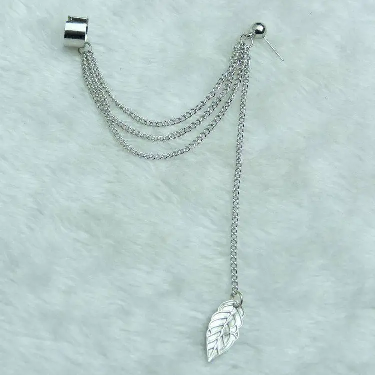 Женские серьги-манжеты с металлическими листьями цепочками и кисточками 1 шт. |