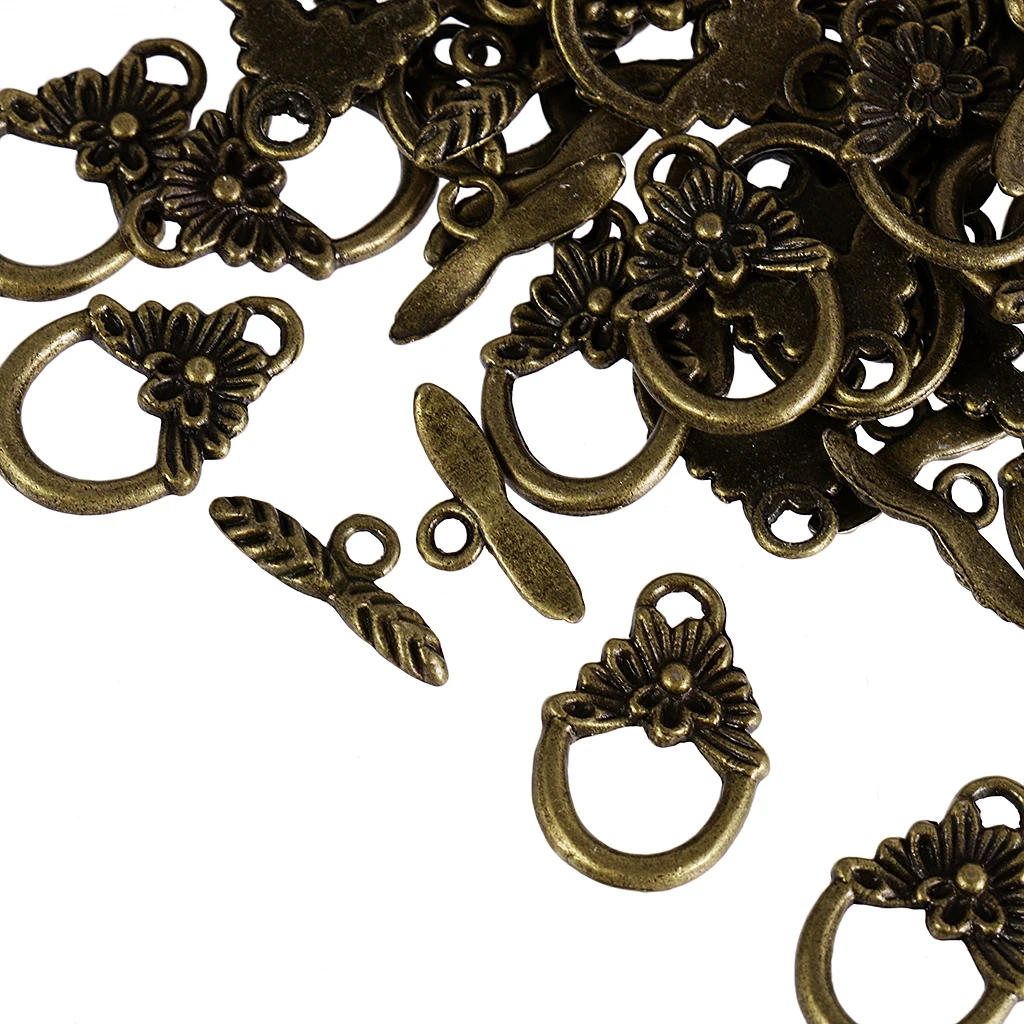 

Hot 50 Sets Vintage Flower OT Toggle Clasps DIY Jewelry Findings