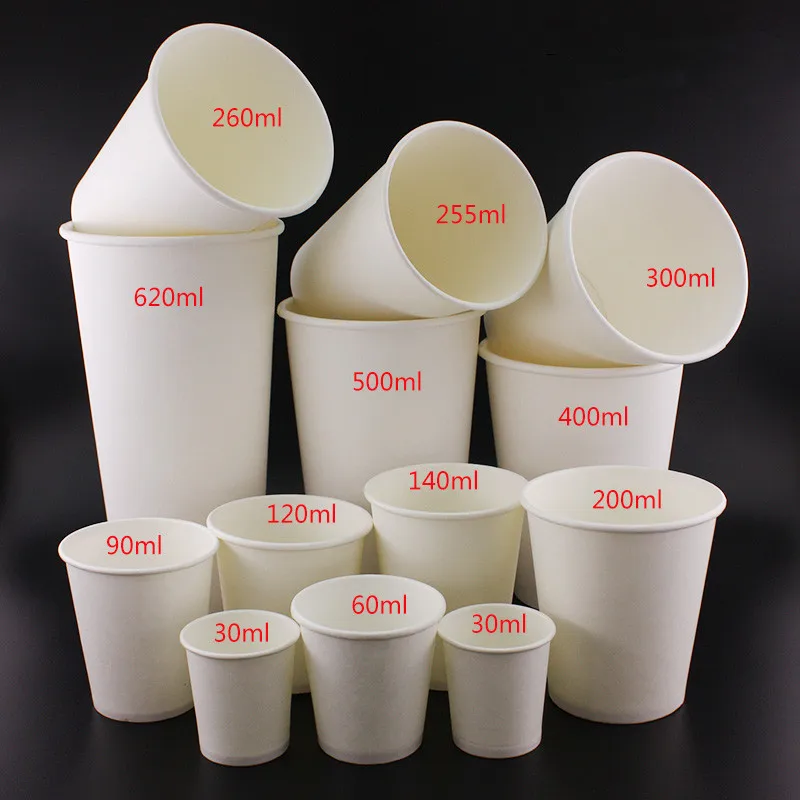 

100pcs White thick paper cup disposable coffee cup mini tasting beverage water juice liqueur packaging cups