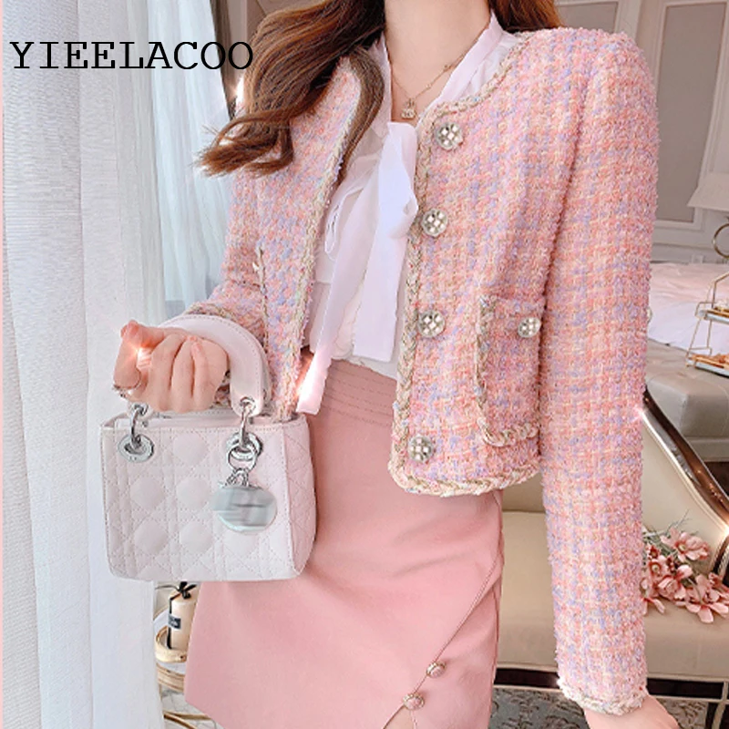 Женское твидовое пальто универсальное короткое весна-осень 2020 | Женская одежда