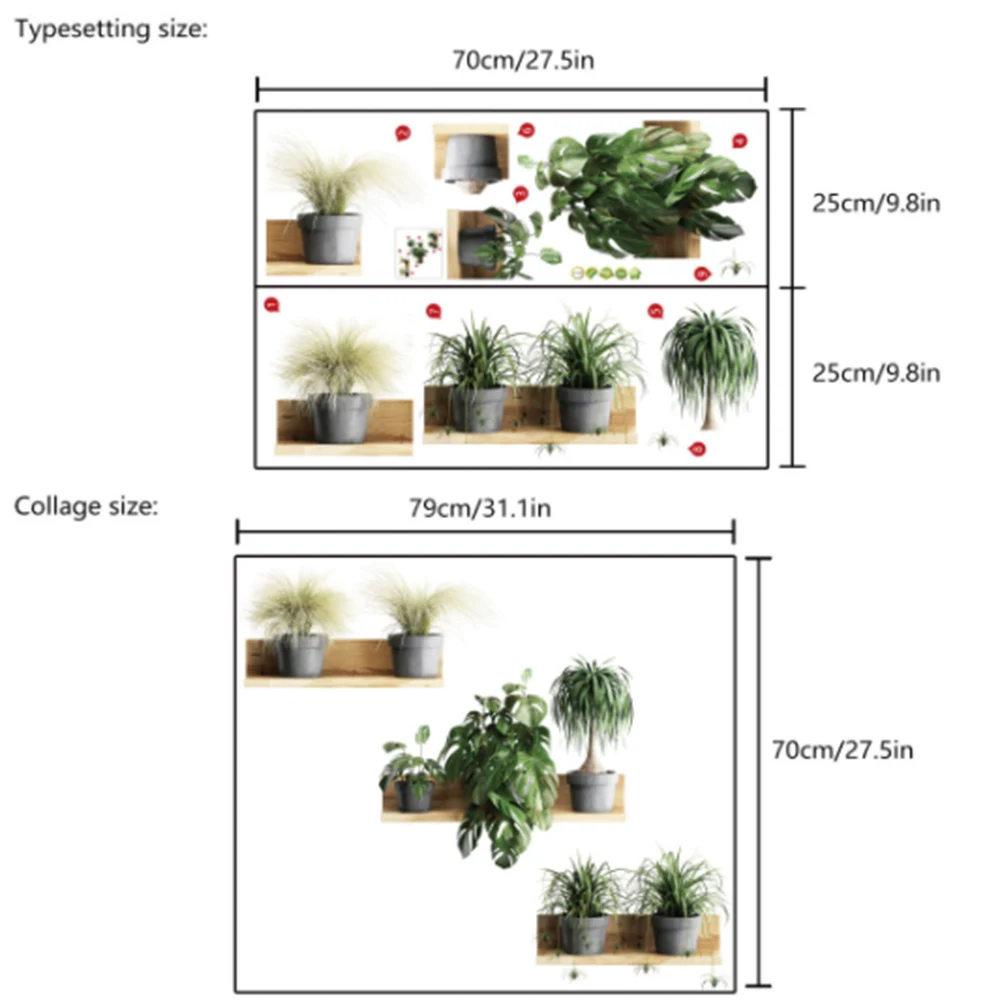 

Plant Pots 3D Wall Stickers Green Plants Wall Shelf Home Decor for Living Room Bedroom Decoration Art Decals Mural Paper