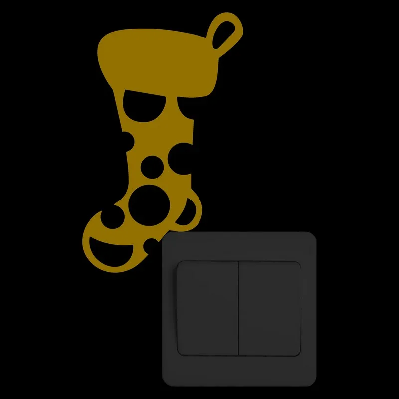 Светящаяся Рождественская наклейка с переключателем чулок мультяшная