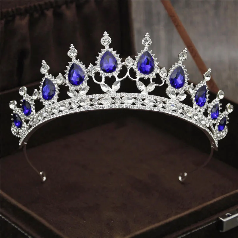 Silver Light blue Роскошные серебряные Кристальные Звезды Повязки для волос винтажные Стразы Свадебная Корона-Тиара повязка для волос Свадебная Ювелирная тиара De Noiva Мода - Окраска металла: Silver Light blue
