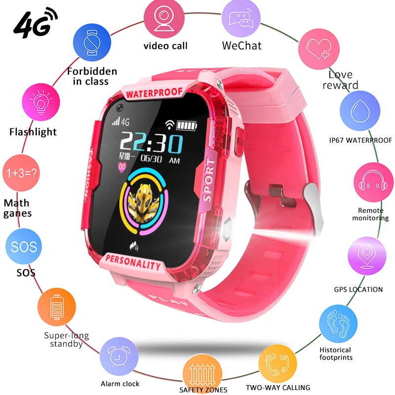 Детские Смарт часы LIGE умные с функцией видеозвонка GPS 2G / 3G 4G SIM карты поддержкой SOS
