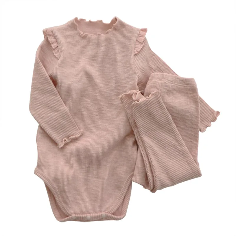 

2Pcs Baby Girl Outfit Set Newborn Toddler Girls Clothes Fashion Long Sleeve lace Romper Bodysuit +Pants
