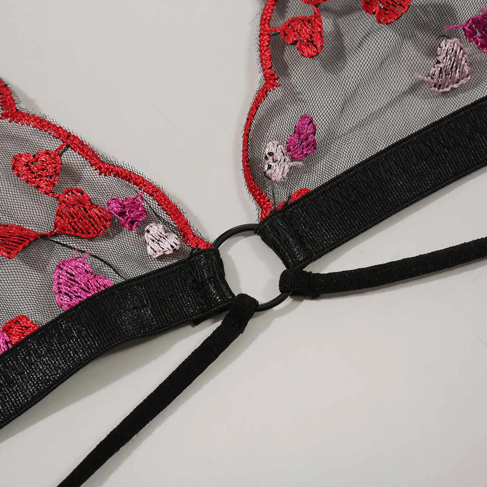 

Heart Pattern Embroidery Lingerie Woman Sexy Underwear Women Transparent Lace Erotic Costumes Bra Briefs Temptation Exotic Sets