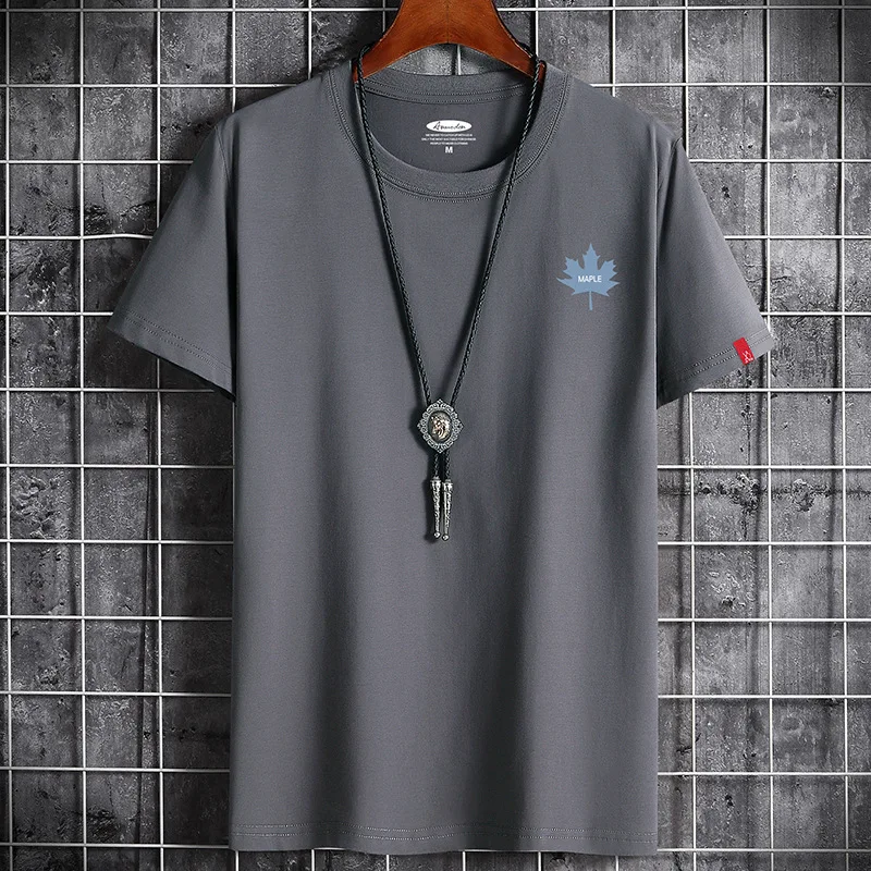 

2021 New O-neck Short Sleeve Men's T-shirt Fashionable Men's Maple Leaf Print Cotton T-shirt Men's High Quality Casual T-shirts