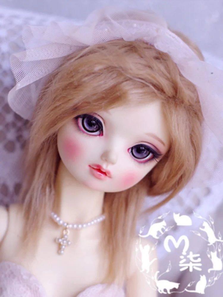 

Шарнирная кукла, меховой парик для 1/3 1/4 1/6 1/8 1/12 BJD DD SD MSD MDD YOSD XAGA, кукла flaxen, длинные прямые меховые парики