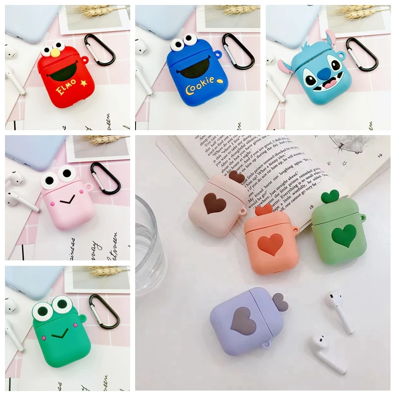 Чехол для AirPods с милым мультипликационным принтом Love Duck Stitch, защитный чехол, беспроводной чехол для наушников Air pods 2, чехол для наушников, сумка