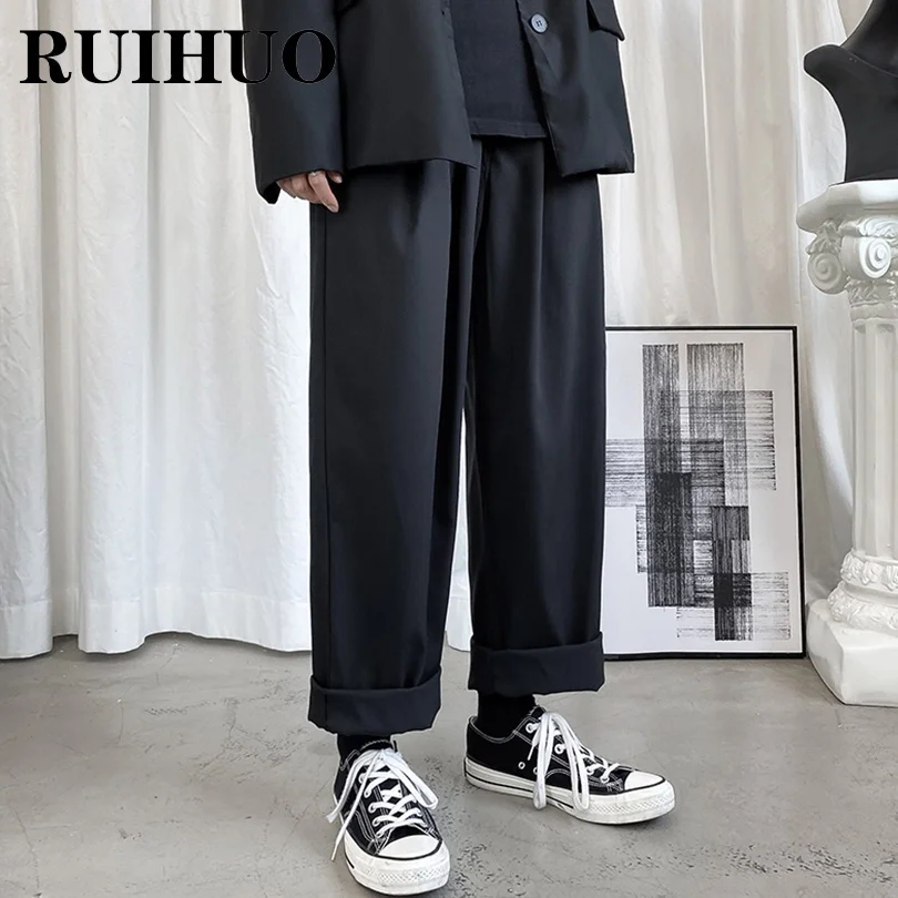 

RUIHUO корейские модные мужские брюки одежда 2XL японский стиль джоггеры хип-хоп мешковатые брюки уличная одежда Весна 2022 новое поступление