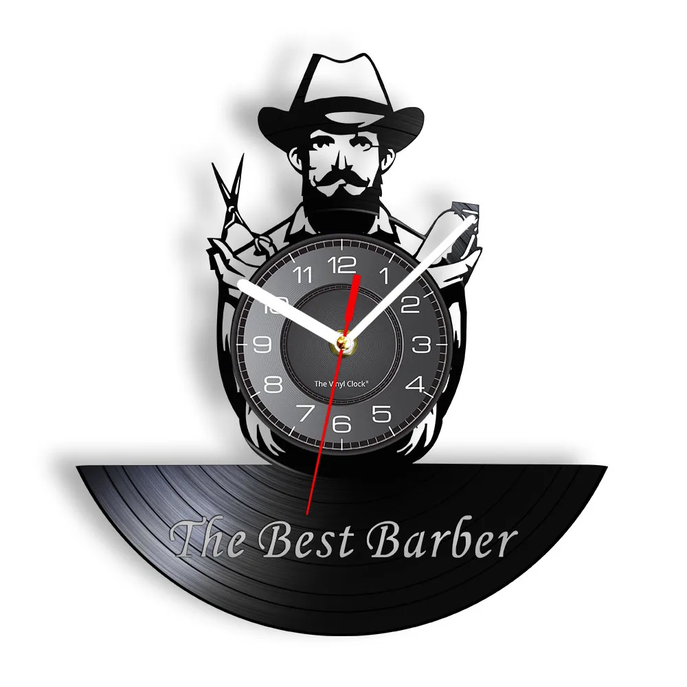 

The Best Barber Vinyl Wall Clock Home Decor Barber Shop Tools Carved Album Music Scissor And Shaver Record Hairdresser Clock