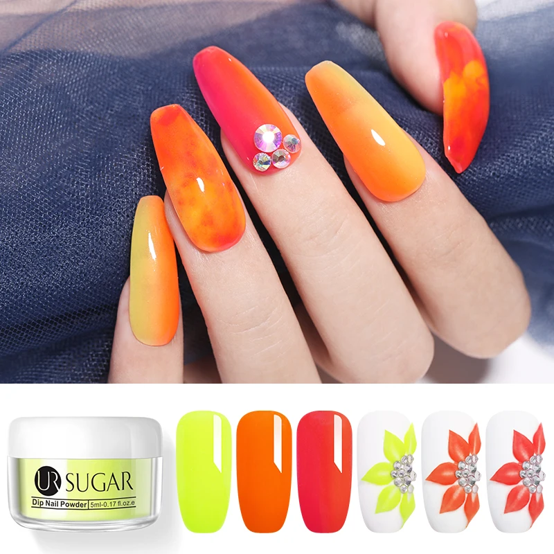 UR SUGAR 5 мл флуоресцентный 3 в 1 окунающий порошок для ногтей резьба наращивание