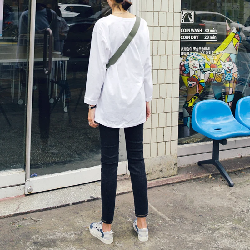 

Autumn Clothes for Women 2021 New Pure Cotton Loose Casual Large Size Split Long Sleeve T-shirt Mid-Length Bottoming Shirt Inner