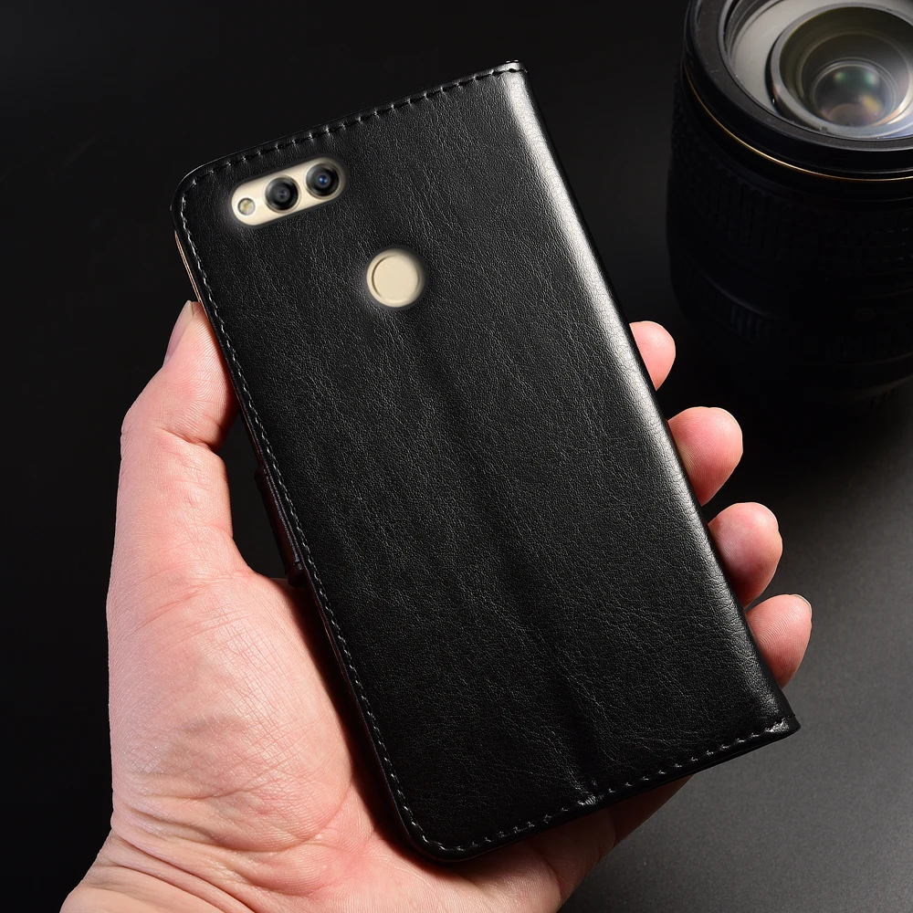 Coque For On Huawei 7X 7 X Wallet Leather Flip Case Honor BND-L21 Capa Cartoon Plain Phone Cover | Мобильные телефоны и