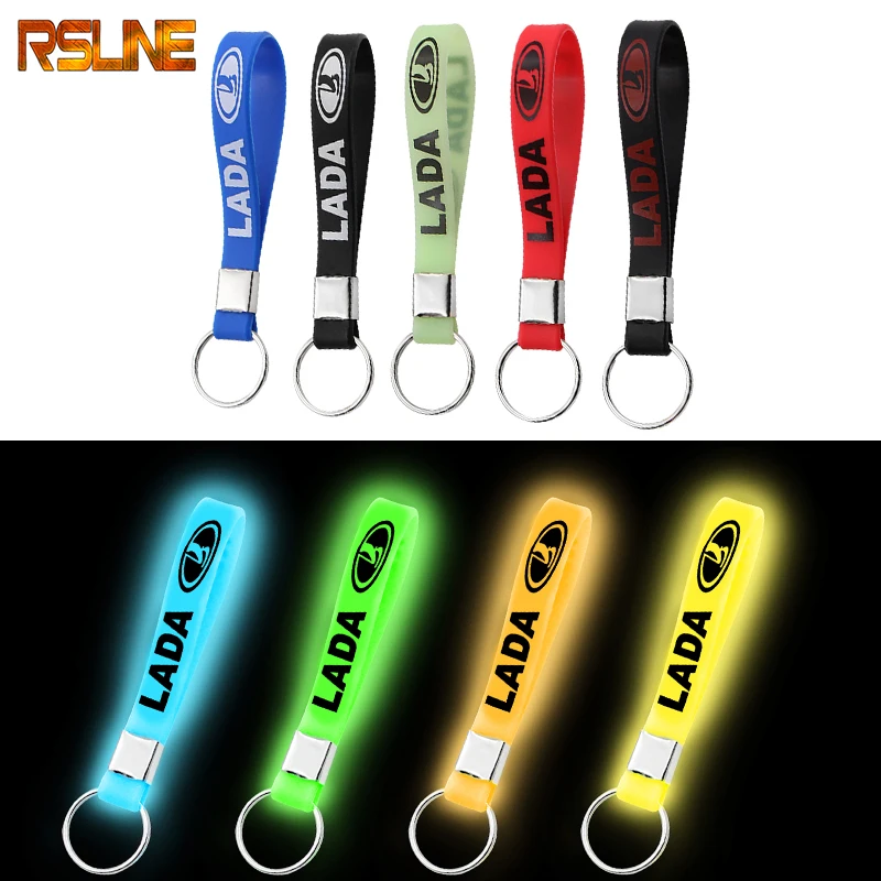 1 шт. Светящаяся силиконовая брелок для ключей автомобиля значок для ключей для Lada Niva Kalina Priora Granta Largus Vaz Samara Styling on.