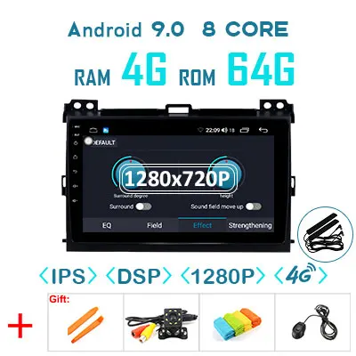 4G64GDSP 1280 no can 1280P Android 9,0 4G 64G Carplay gps для Toyota LAND CRUISER Prado 120 Lexus GX470 мультимедиа DSP ips экран стерео без DVD Радио - Цвет: 4G64GDSP 1280 no can