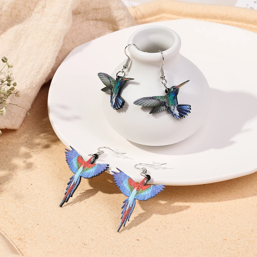 Серьги-подвески в виде птицы Колибри голубей орла совы попугая ювелирные изделия