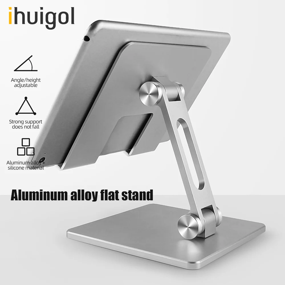 

ihuigol Universal Phone Stand Holder Foldable Metal Desktop Tablet For iPhone 11 Pro Samsung Xiaomi Cell Phone Holder Adjustable