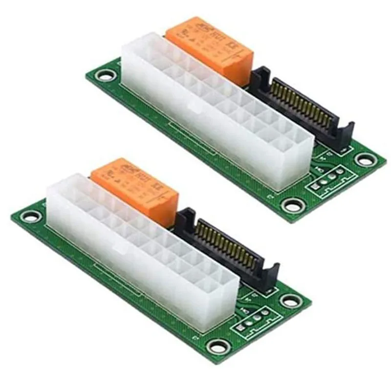 

2Pcs Synchronous Power Board Dual PSU Multiple Power Supply Adapter Add2Psu with Sata ATX 24Pin to Molex 4 Pin Connector