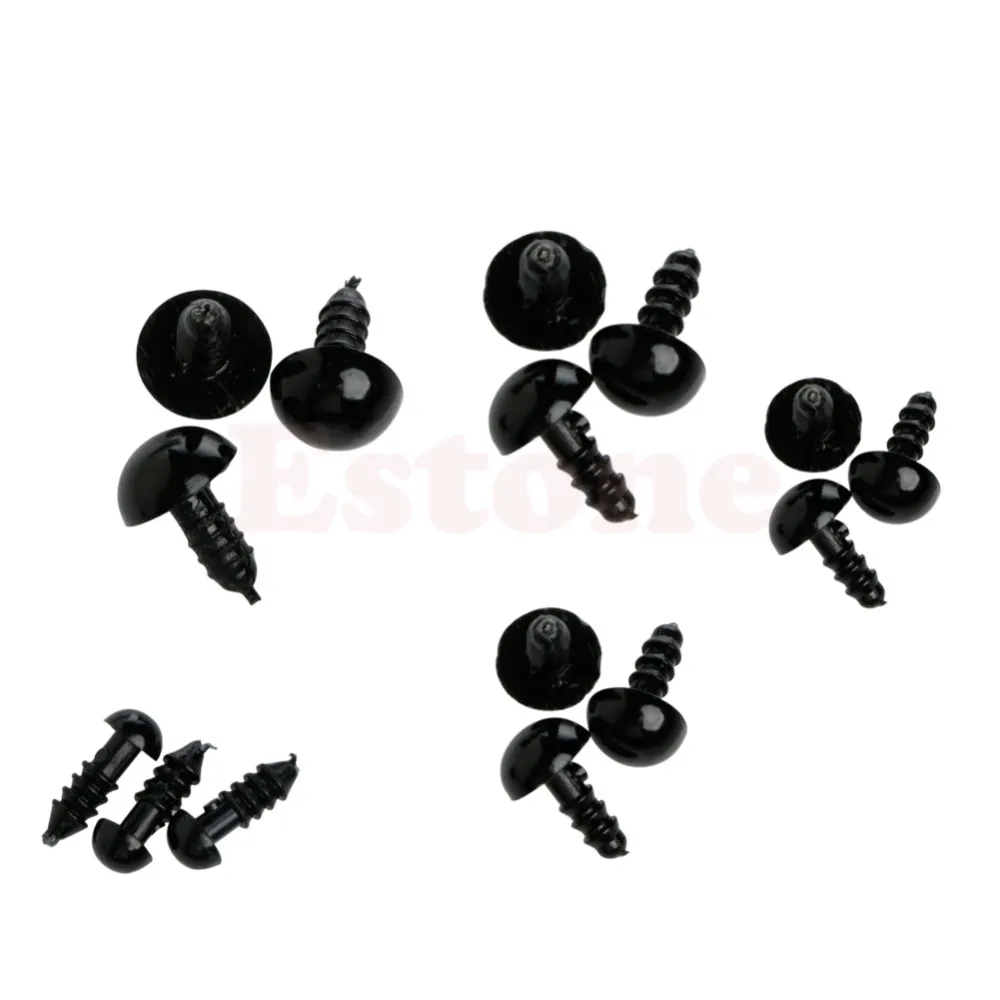 

New 100pcs 6-12mm Black Plastic Safety Eyes For Teddy Bear Doll Animal Puppet Crafts