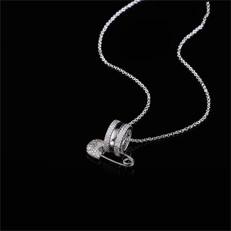 

S925 Sterling Silver Moroccan Boutique Fashion Pin Necklace Simple Light Luxury Trend Fashion Banquet Event Valentine's Day Gift