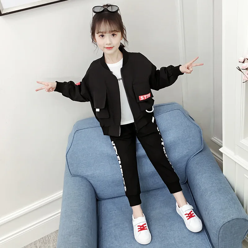 Коллекция 2019 года куртка для девочек комплекты детской одежды модный спортивный