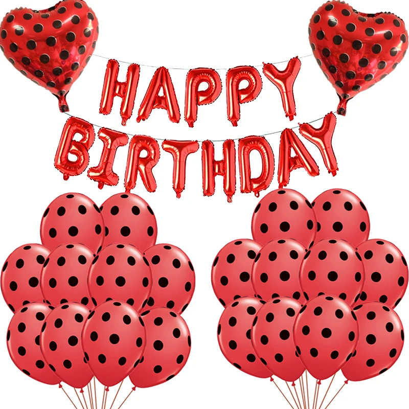 Латексные шары в горошек с волнистыми точками черные и красные пятна божья